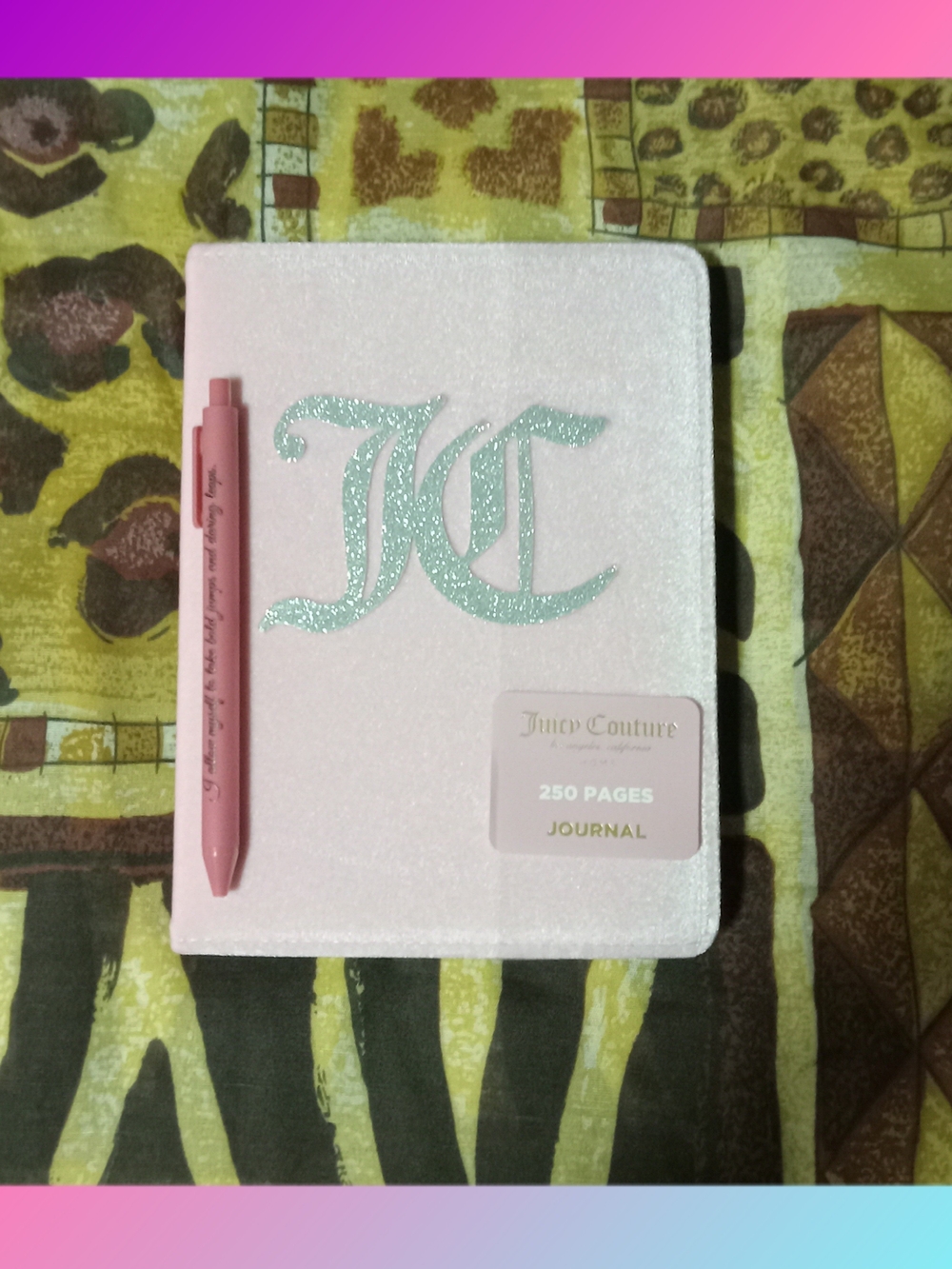 Juicy Couture Pink Glitter Logo Journal with Matching Pink Pen